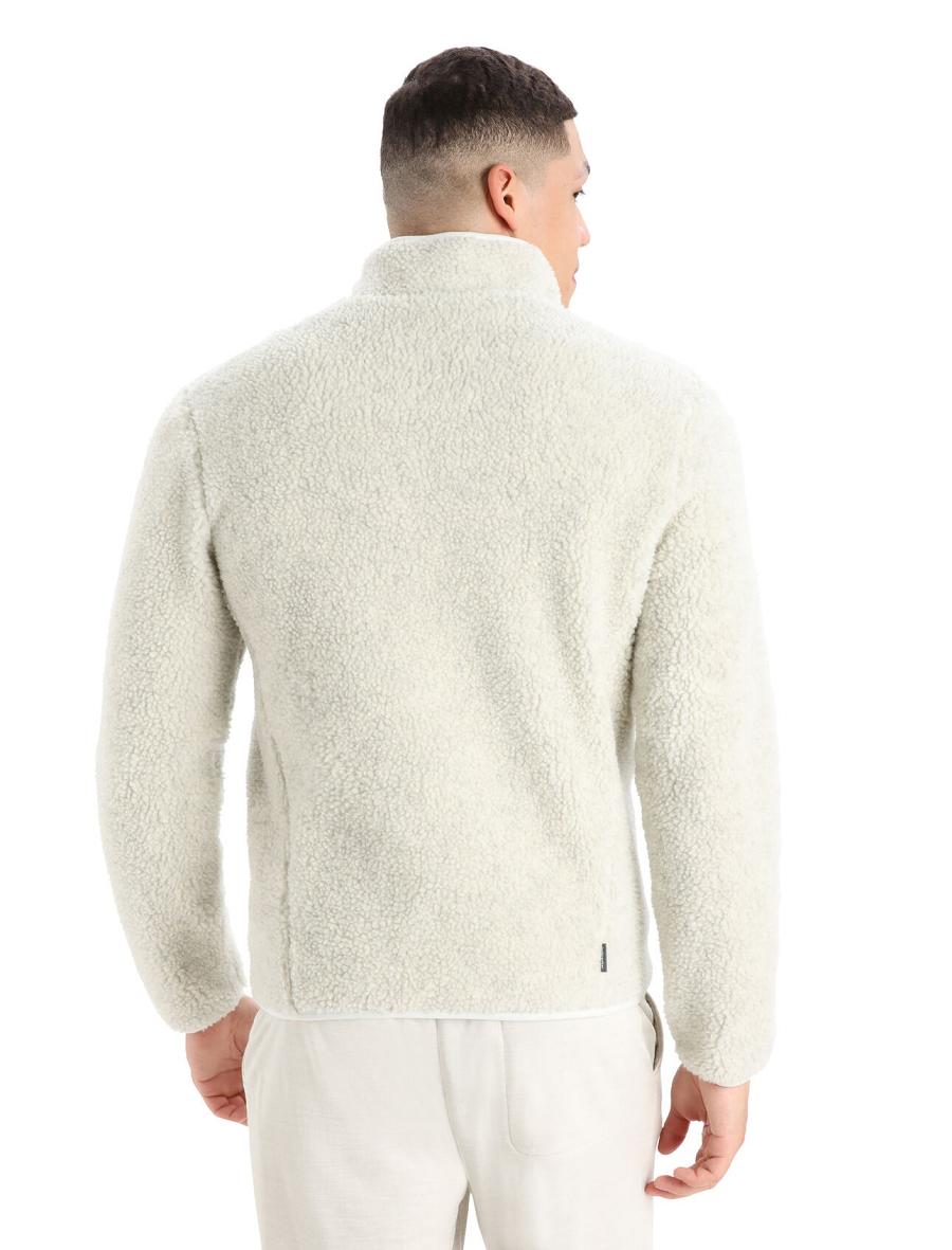 Icebreaker RealFleece™ Merino High Pile Long Sleeve Zip Férfi Kapucnis Pulóver Fehér | HU 1248HAPK